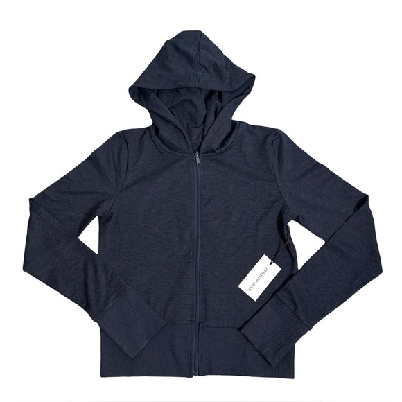 WeWoreWhat Fitted Zip-Up Hoodie Heather Navy Size M NWT - Picture 3 of 9